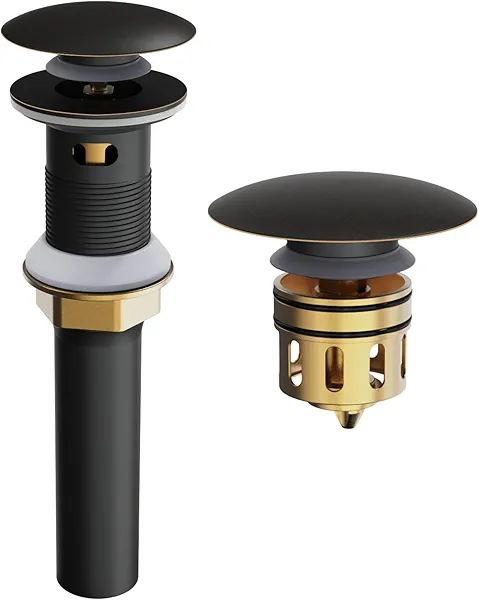 Yodel Faucet Bathroom Sink Drain with Overflow, Pop Up Drain for Bathroom Sink with Anti-Clogging Hair Catcher Basket,Oil Rubbed Bronze