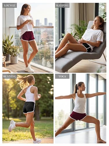 Image of URATOT 2 Pack Yoga Short Pants Summer Running Athletic Shorts Women Dance Gym Workout Elastic Waist Shorts