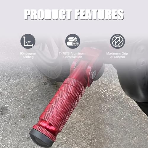 Image of Universal 8mm Foot Pegs 90 Degree Foldable Motorcycle Footpegs CNC Anti-Skid Footrest compatible with Honda Yamaha Aprilia Suzuki Electric Car Motorbike Mini Bike Dirt Pit Bike Passenger Pedal (RED)
