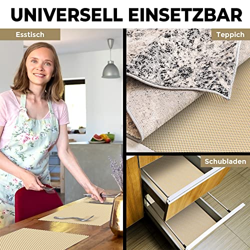 DIY Doctor Anti-Rutsch Unterlagenrollen (2er Pack) – 190 x 30cm – Rutschfestes Gummi-Material für Teppiche, Läufer & Laminatböden – Schubladeneinlage – Karamell