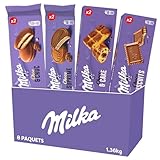 MILKA - La Boîte Variété Milka - Assortiment de 8 Paquets de Gâteaux au Chocolat au Lait : Choc & Choc x2, Choco Suprême x2, Choco & Cake x2, Choco Biscuits x2 - Idéal pour le Goûter - Lot de 1,36kg