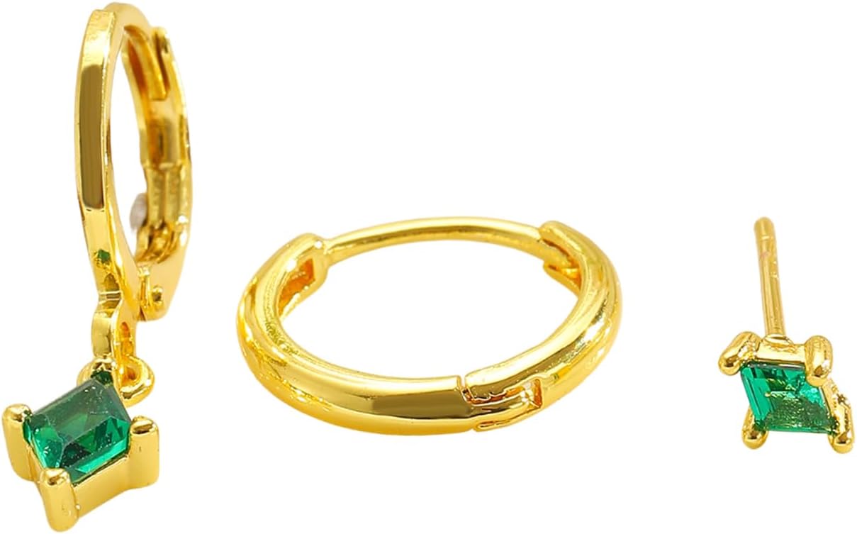 Dainty Gold Stack Huggie Hoop Earrings Set,Tiny Rhinestone Cartilage Earrings for Women,Small Crystal Hoops Dangle Earring Aesthetic Accessories - Image 7