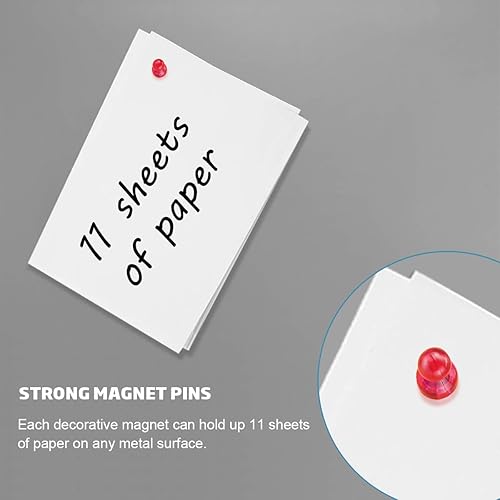 Miniatura 3 de Ant Mag Magnetic Push Pins Strong Push Pin Magnets for Fridge Whiteboards Calendars Maps in School & Office Pack of 18 Red Rojo