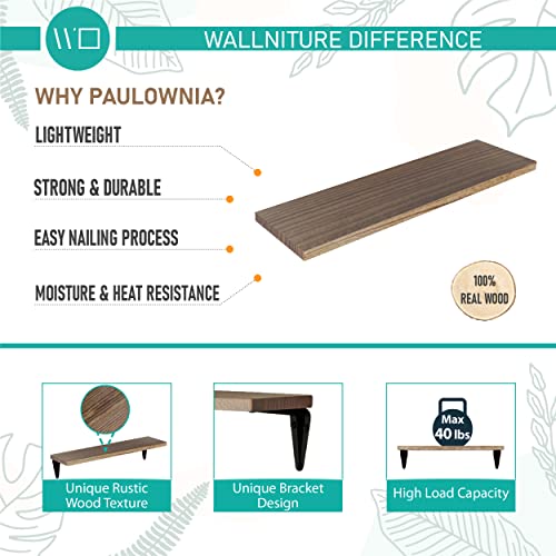 Wallniture Arras Wood Floating Shelves For Wall Storage, 17"X4.5" Small Bookshelf Set Of 10, Hanging Book Shelves For Living Room, Bedroom, Office, Burned Finish Display Shelves #TOP5