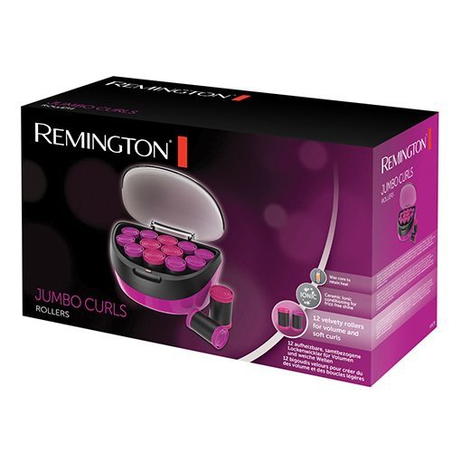 Remington Jumbo saç bigudisi H5670, ısıtılabilir, seramik iyon teknolojisi, balmumu çekirdeği, iki boyut (40 mm, 35 mm), siyah/pembe