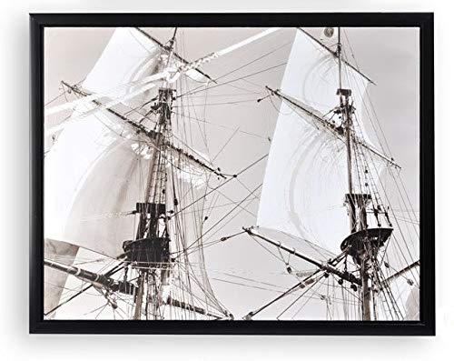 Tableau voilier ancien rétro pour salon style bord de mer