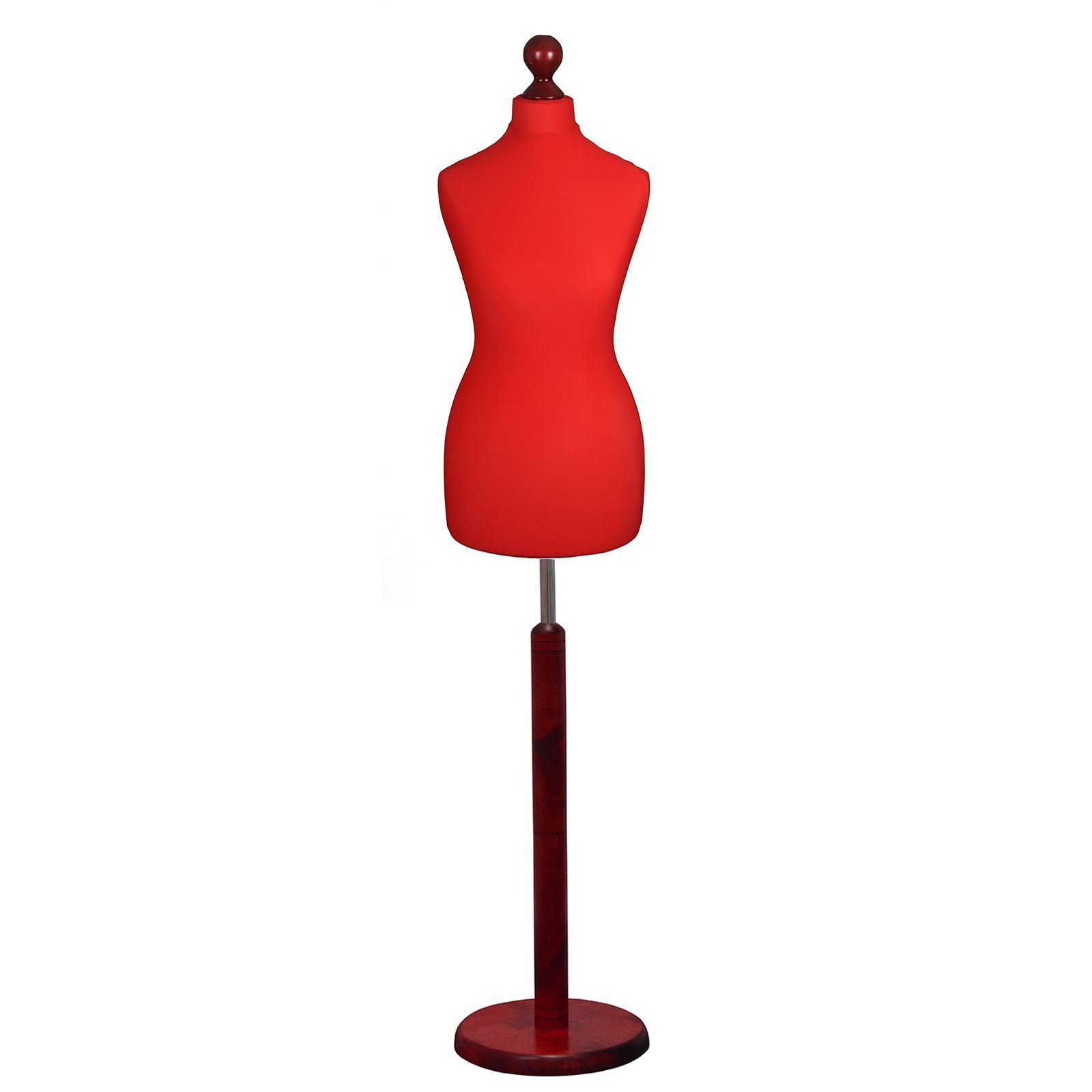 Display Guru Tailor Dummy torso UK Dress Size 12/14 Red Wood ROUND BASE Red