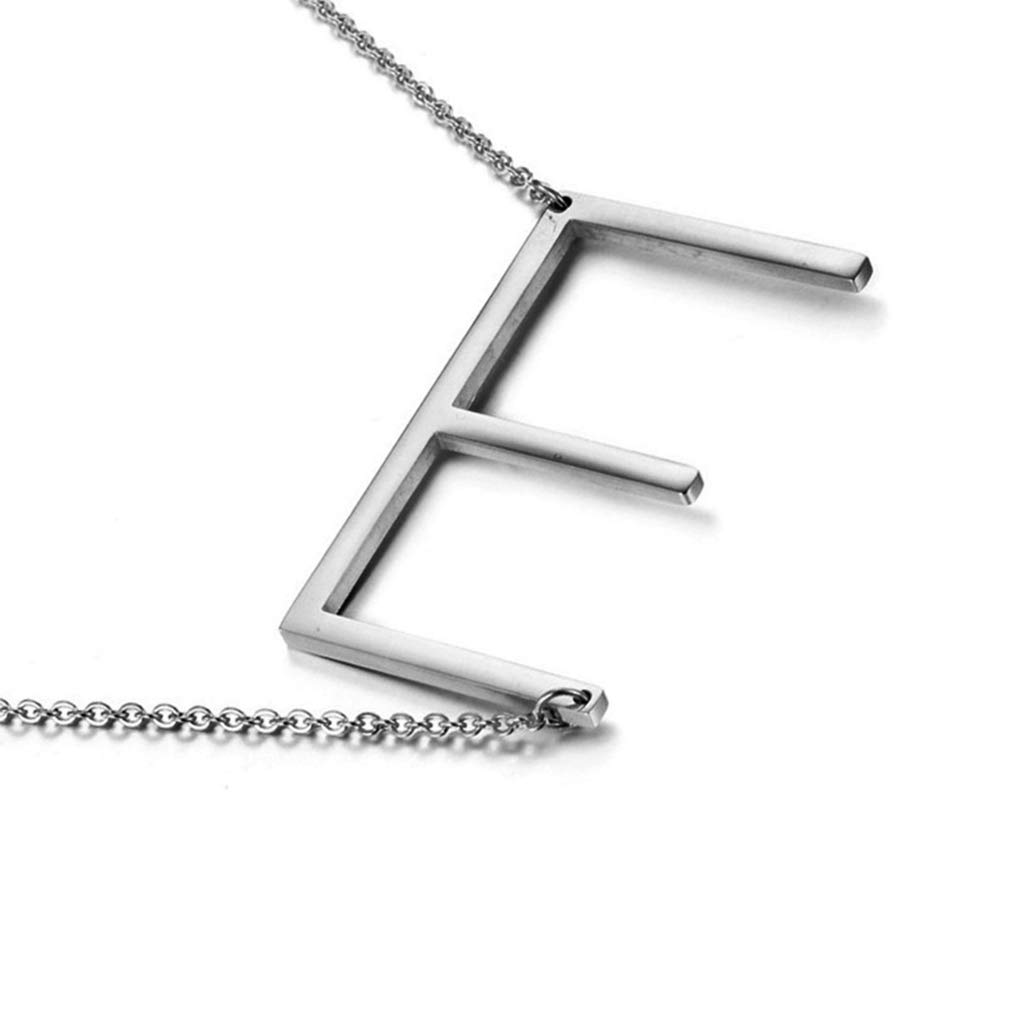 MOMOLSideways Initial Necklace 18K Gold Plated Stainless Steel Large Big Letters Pendant Necklace Script Name Monogram Necklaces for Women