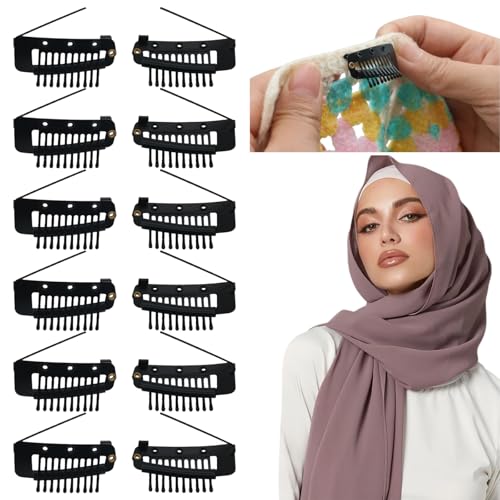Pinzas para Pelo Chunni Dupatta Clip 12 Pzas Negras miniatura 1