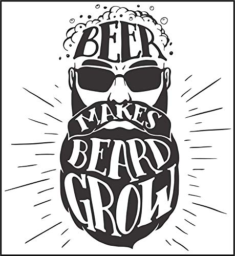 EW Designs Beer Makes Beard Grow Hipster Man Cartoon Icon Vinyl Decal Bumper Sticker (4" Tall)