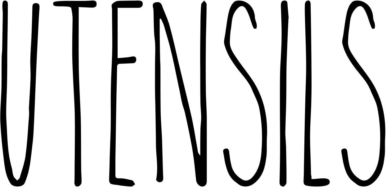 Vinyl Sticker Decal for Dishware Variety of Words to Choose from (Utensils)