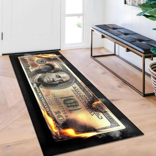 Tapete rectangular negro y dorado 20x49 pulgadas miniatura 1