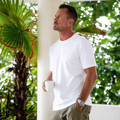 Stain-Proof Crew Neck White Short Sleeve Basic Tee Shirt2