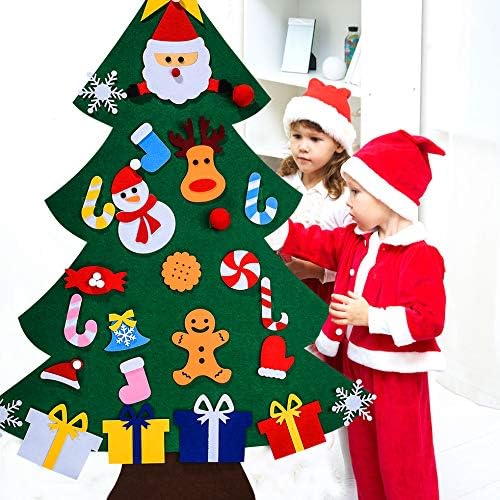 Felt Christmas Tree for Kids - 3.3 FT 3D DIY 26pcs Detachable Ornaments, Xmas Decorations Wall Hanging Gifts for Kids& Christmas Decorations