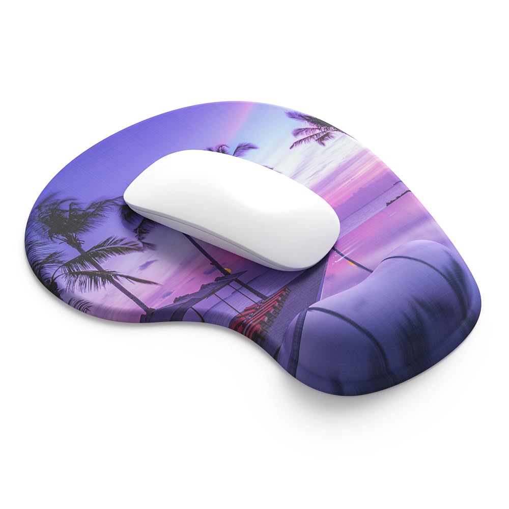 Office Mousepad with Gel Wrist Support - Ergonomic Gaming Desktop Mouse Pad Wrist Rest - Design Gamepad Mat Rubber Base for Laptop Computer -Silicone