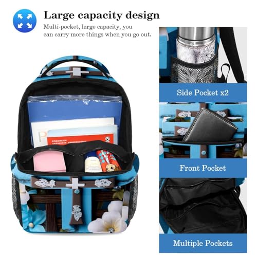 Sac à dos avec trousse à crayons filles garçons croix bleue de Pâques école