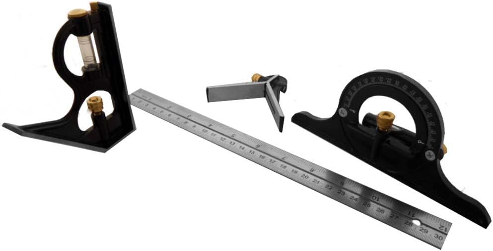 PRECISE 12” (30.5 cm) Combination Square Set | Stainless Steel with Protractor, Level & Dual-Sided Ruler | Durable, Accurate & Versatile Design
