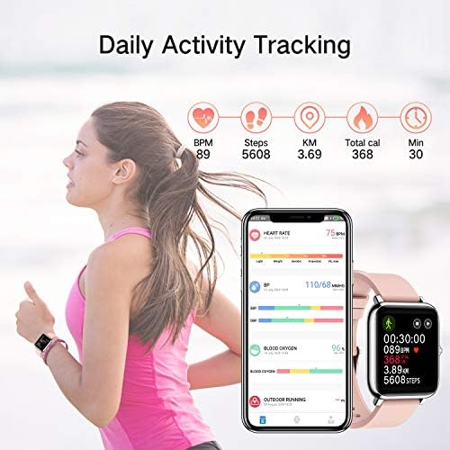 Rinsmola Smart Watch for Women Men, Fitness Watch 1.4" Full Touch Screen, Fitness Tracker with Heart Rate Sleep Monitor Step Calorie Counter, IP67 Waterproof Smartwatch for iPhone Android Phone