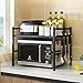 Rangement Rack-Cuisine Four à Micro-Ondes Étagère Rétractable Four Rack De Stockage Organisateur Simple Couche Noir
