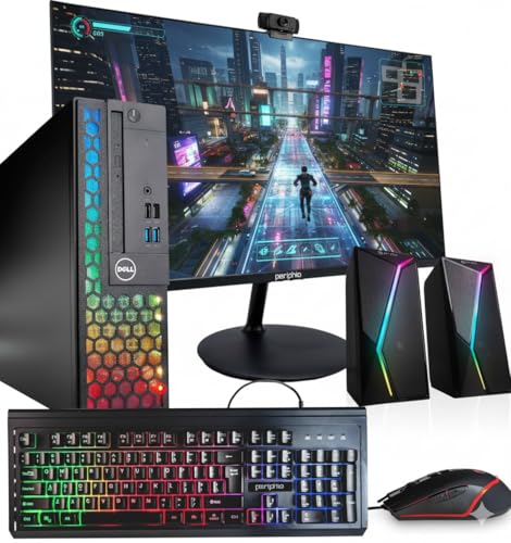 Dell Optiplex 3060 (RGB) Desktop Computer | Hexa Core Intel i5 (3.2) | 16GB DDR4 RAM | 1TB SSD | 24' New LCD | Windows 11 Pro | Light Gaming PC (Renewed)