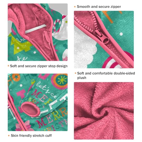 OTVEE Christmas Snowman Joy Cartoon Elements Kids Hoodie Jacket Fall Spring Full Zip Warm Outwear Coat3