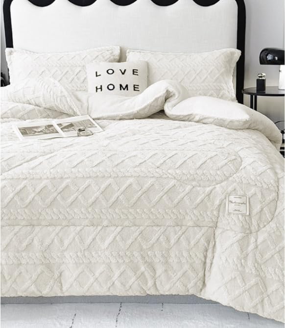 DALINA Edredón Invierno 240x260 cm   Nórdico Borreguito Reversible (Franela/Sherpa) Suave con Funda de Almohada   Colcha Cálida para Cama, Couette, Frazada   Microfibra de Poliéster