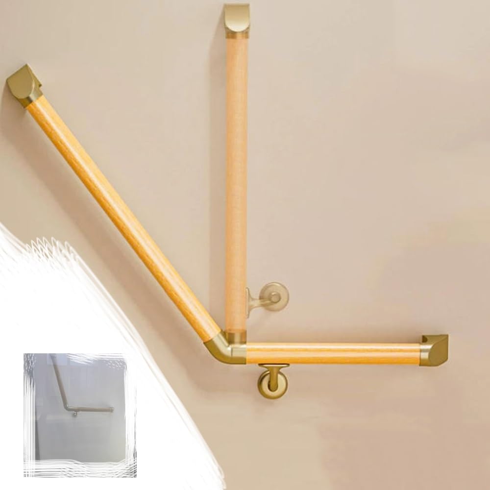 Asidero Baño De Made Agarrador Ducha Personas Mayores Antideslizante Asa De Seguridad para Baño Agarraderas Baño Ángulo Ajustable(Wood,70x50cm/27.6x19.7in)
