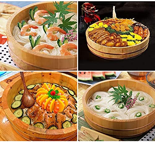 Alipis Seau Mélange Riz Sushi En Bois + Bassine Inox - Bol Refroidisseur Riz Japonais Traditionnel - Récipient Sushi Et Sashimi 25 Cm Brun Naturel