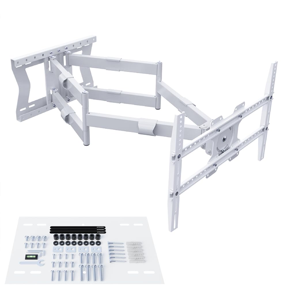 XTRARM TiTon Double 100 cm supporto TV a parete, girevole, inclinabile 80kg, VESA max.600x400 bianco