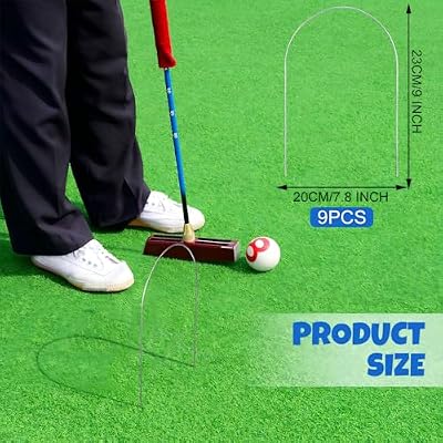 Deekin Set of 9 Croquet Wickets Replacement for Croquet Metal Hoops with Galvanized and Plastic Coating for Family Lawn Backyard Outdoor Game(Arch)