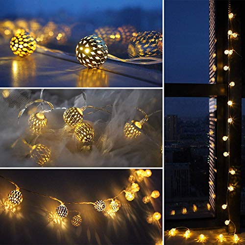 Image of XERGY Plastic Moroccan Ball Led String Fairy Lights Outdoor and Indoor for Home Decoration Light, Diwali Lights & Christmas Party (Warm White,Corded Electric), 2 Meters