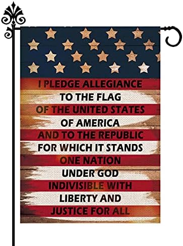 4th of July Garden Flag Welcome Memorial Day USA Flags Patriotic Outdoor Decoration Vintage Burlap Vertical Double Sided Yard Decor 12.5 x 18 Inch ALLENGIANCE 714-1