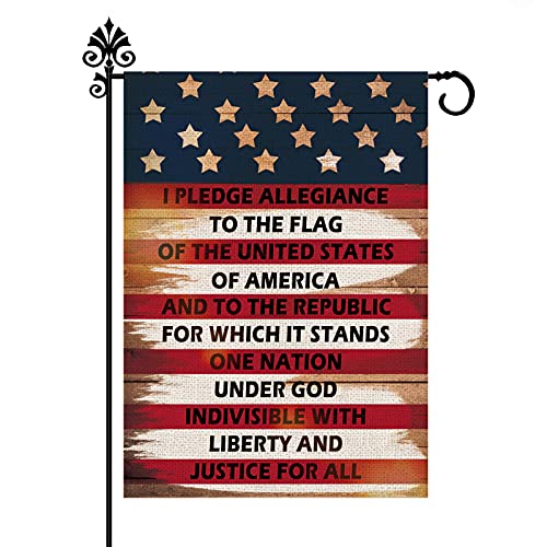 4Th Of July Garden Flag Welcome Memorial Day Usa Flags Patriotic Outdoor Decoration Vintage Burlap Vertical Double Sided Yard Decor 12.5 X 18 Inch Allengiance 714-1 #TOP30