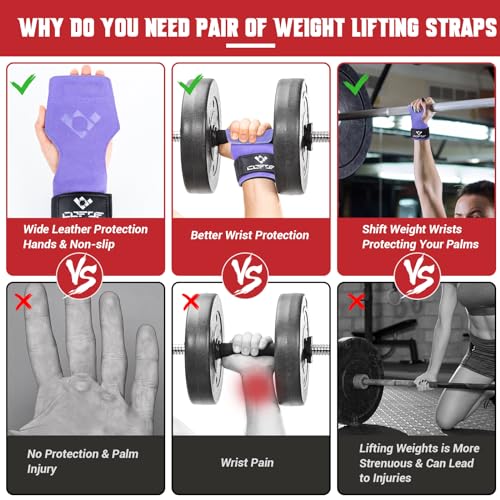 Image of Weight Lifting Wrist Strap, Double-Layer Leather for Deadlift Powerlifting