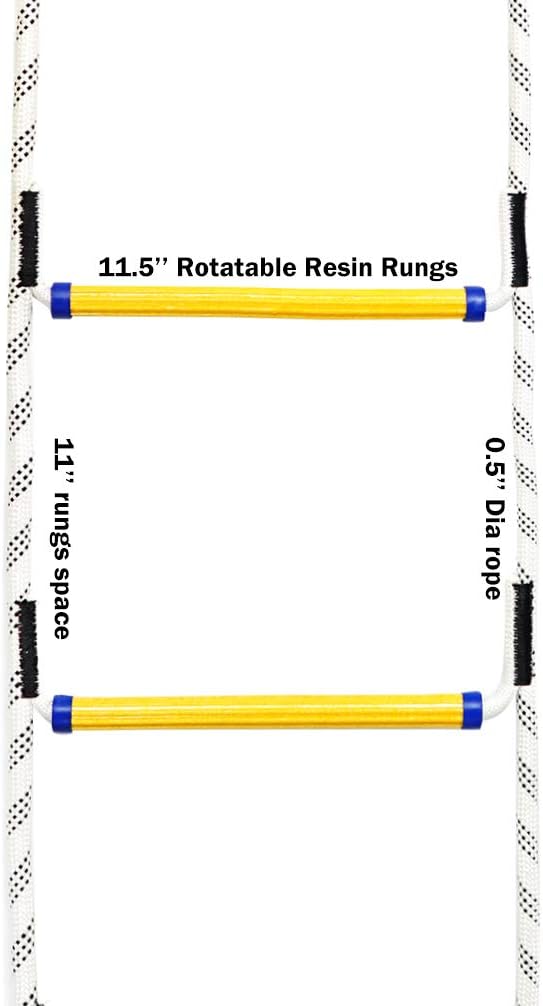 Aoneky 7.8 ft Nylon Climbing Rope Ladder for Kids or Adult - Playground Hanging Ladder for Swing Set - Tree Ladder Toy for Boys Children Aged 6-12 Years Old