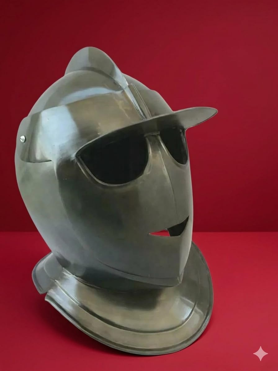 Medieval Armory Crafts Burgonet Helmet, Medieval German Style, 18 Gauge Steel, Adult Standard Size, Reenactment Replica