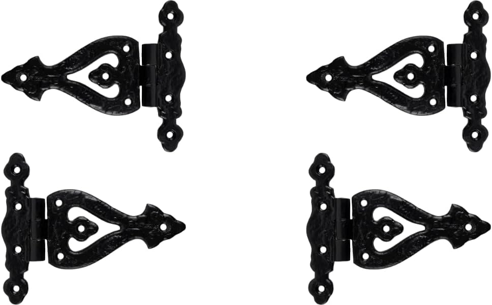 SKANDH Iron Triangular Hinge | Decorative Hinges | Antique Black Finish for Barn Doors, Gates, Kitchen Cabinets, Sheds, Wooden Box, Furniture, Cedar Chest and Trunks (Pack of 4)