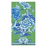 Caspari Green And Blue Plate Guest Towel Napkins - 15 Per Package