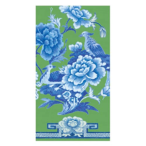 Caspari Green And Blue Plate Guest Towel Napkins - 15 Per Package Caspari Green And Blue Plate Guest Towel Napkins - 15 Per Package