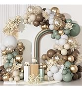 Ouddy Party Dusty Green Nude Balloons Garland Arch Kit, Different Sizes 18 12 10 5 Inch Sage Gree...