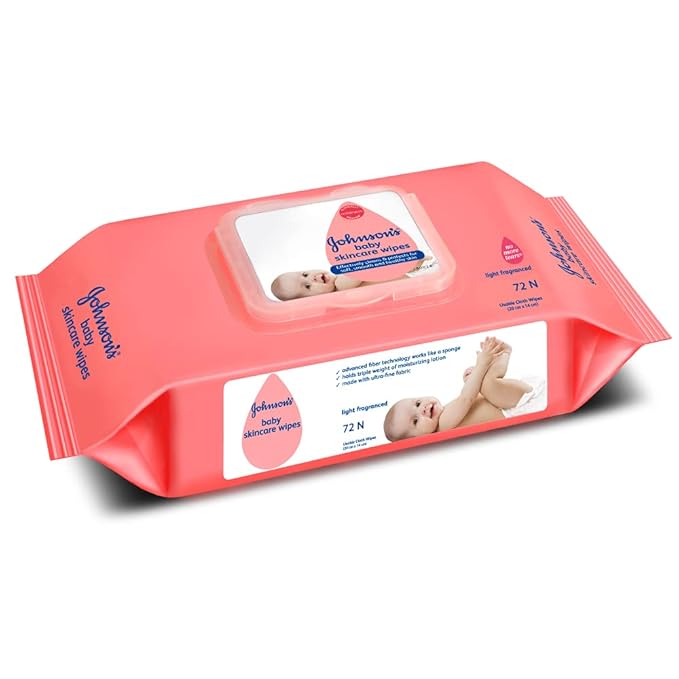 Johnson's Baby Skincare Wipes with Lid, (72 Wet Wipes),