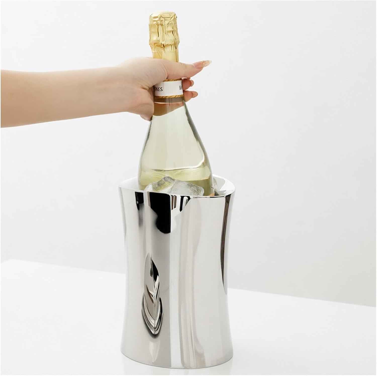 Ice Buckets For Parties Stainless Steel 84oz (2.5L) Ice Bucket Thick Wine Cooler Bucket For Bar, Home, Parties, For Wine Or Champagne Bottles