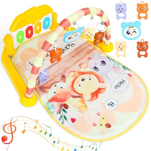 GirlDiary Baby Spielbogen Baby Spieldecke mit Musik & Lichtern – Pädagogisches Spielzeug für Baby & Kleinkinder 0-24 Monate Activity Gym Spielmatte
