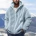 Muscularfit Mens Fuzzy Sherpa Jacket Fleece Long Sleeve Full-Zip Hooded Shirt Casual Warm Winter Jacket Coats Outdoor Fashion Graphic Sweatshirts for Men no Hood Light Blue 3X