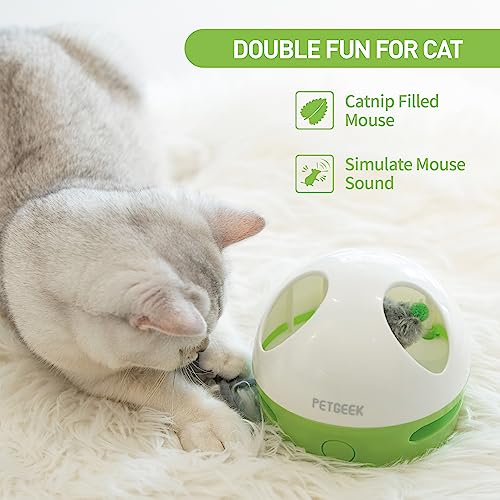 Petgeek Interactive Cat Toy, Hide Mouse Cat Toy With Squeaky Mouse, Electronic Automatic Cat Toys With Catnip Filled Hidey Mouse, Cat Toys Interactive For Indoor Cats Exercise & Game #TOP1