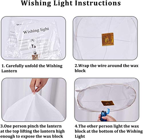 Sky Lanterns, 5 Pack Paper Chinese Lanterns 100% Biodegradable Environmentally Friendly, Flying Wish Lanterns for Wedding, New Year, Birthday Party Celebration