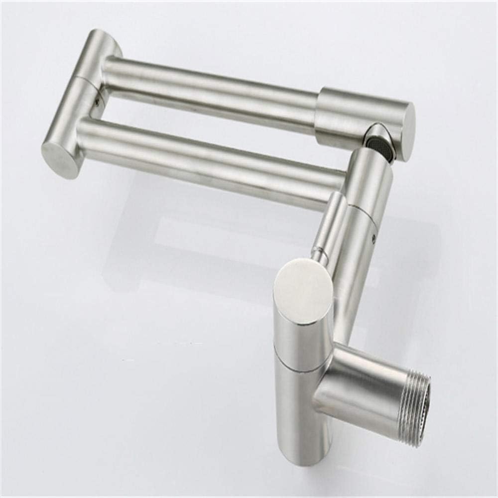 304 Stainless Steel Brushed Taps for Kitchen Pot Filler Wall Mounted, Cold Water Tap 360 Rotating Telescopic, Faucet Sinks