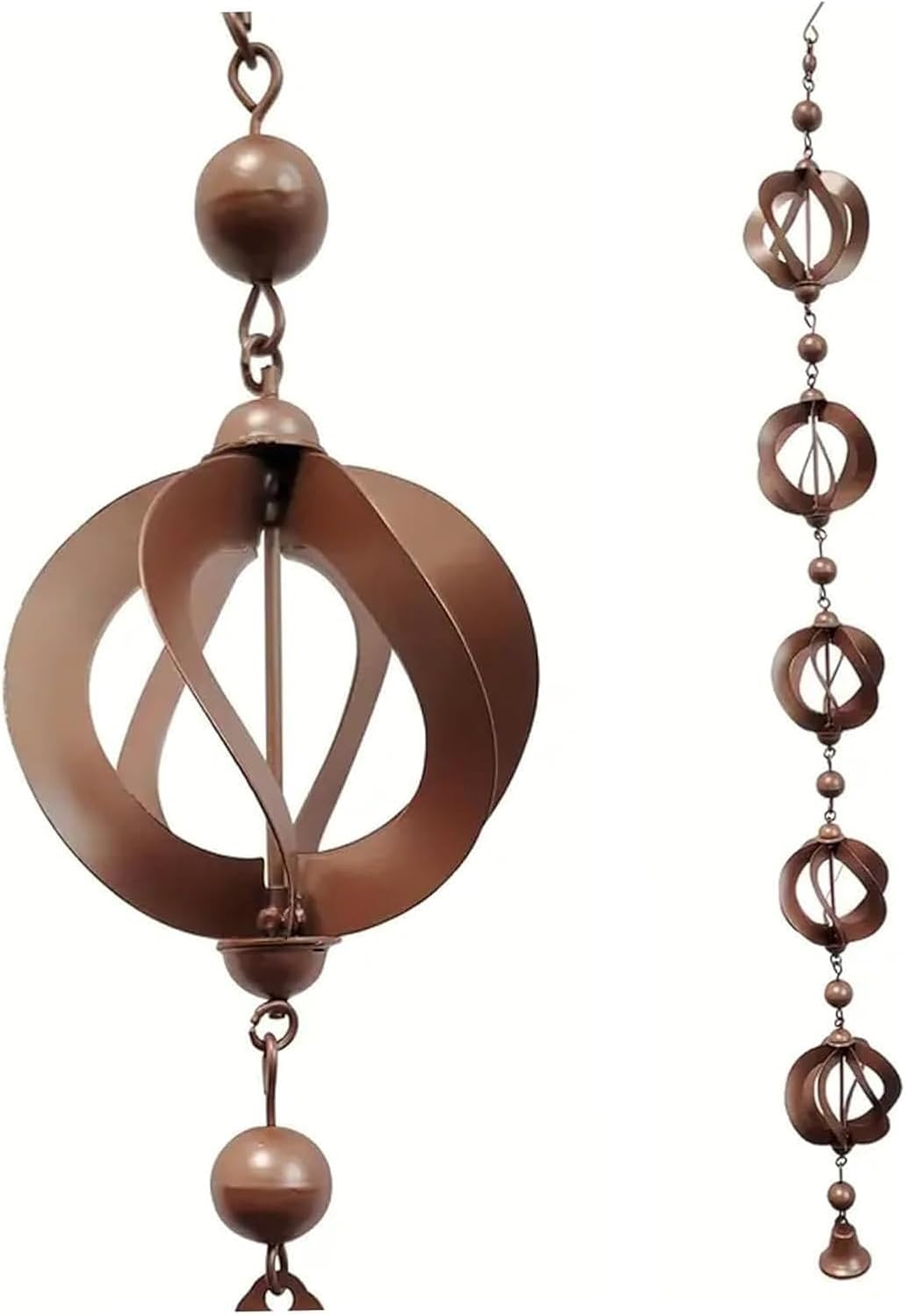 Rain chains, rainwater harvesting chains,Rain Chain Rain Catcher Chain Copper Rain Chains for Gutters Rotating Rain Catcher Chain with Bell Retro Wind Chimes Decorative Rain Chain for Outside Garden D