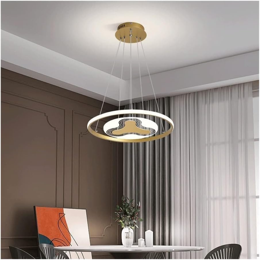 Lustre LED rond à intensité variable suspension or 32W