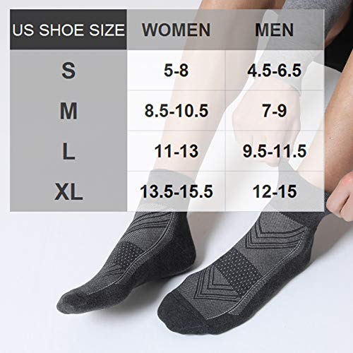Celersport 6 Pack Men's Ankle Socks With Cushion, Sport Athletic Running Socks, Dark Gray, X-Large #TOP1